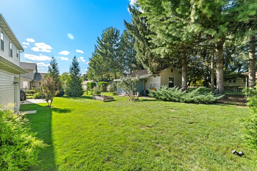 Backyard with mature trees
