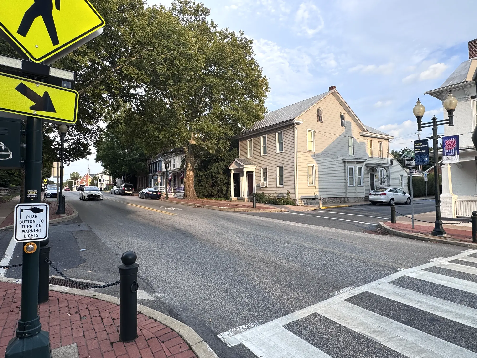 Main Street crosswalk and historic buildings in downtown Annville