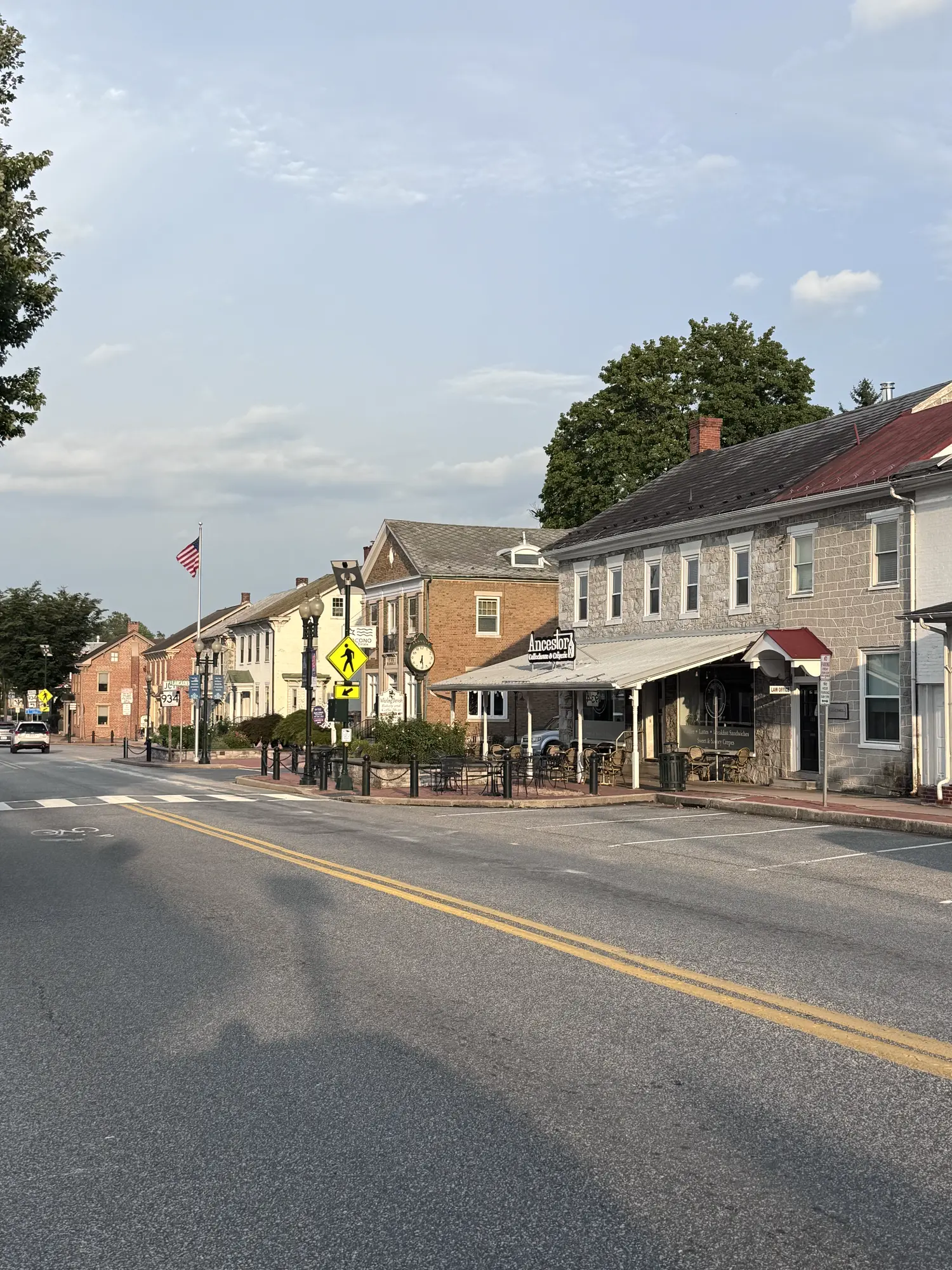 Historic storefronts along Main Street in downtown Annville, Pennsylvania