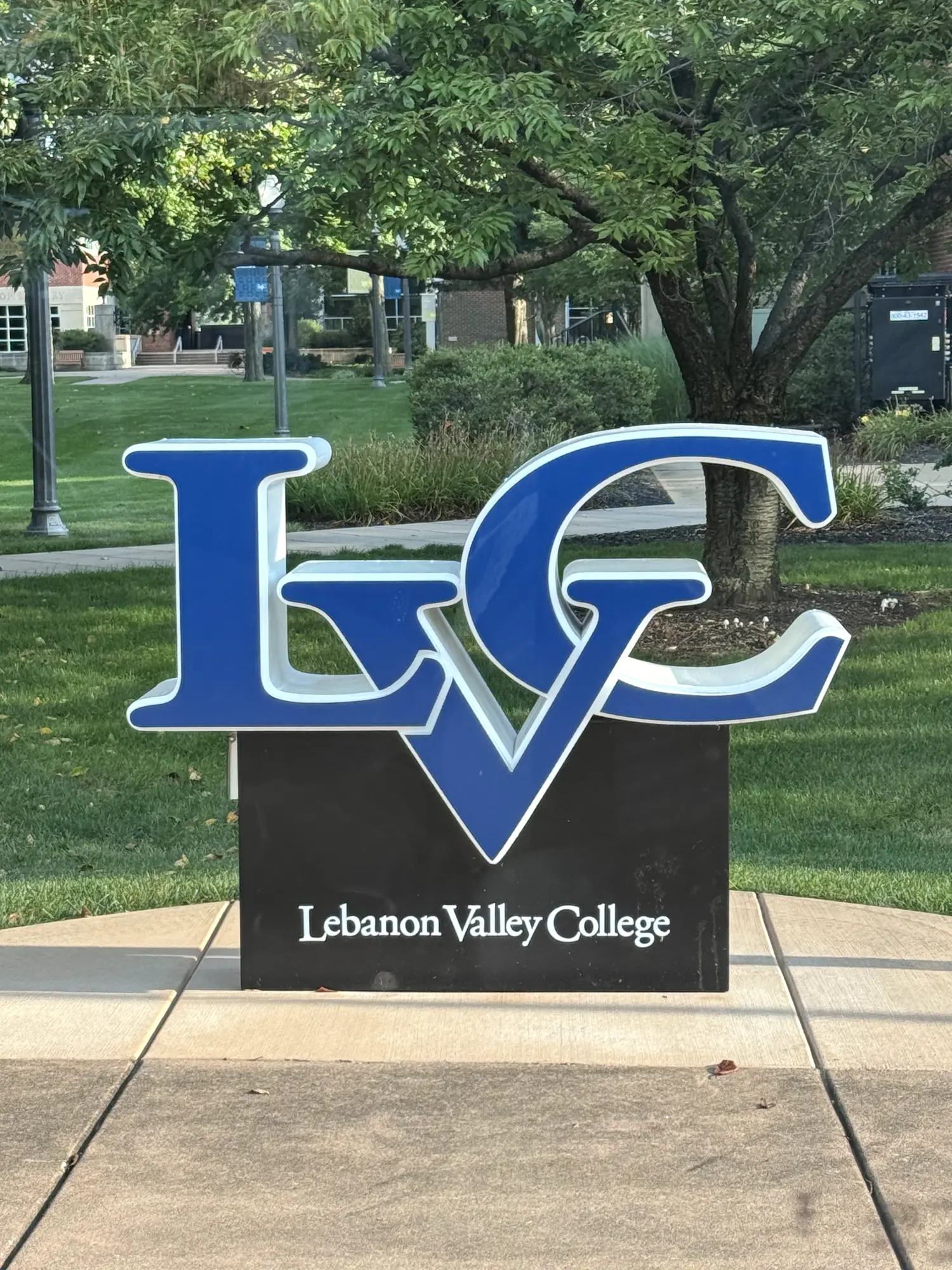 LVC sign on the Lebanon Valley College campus in Annville