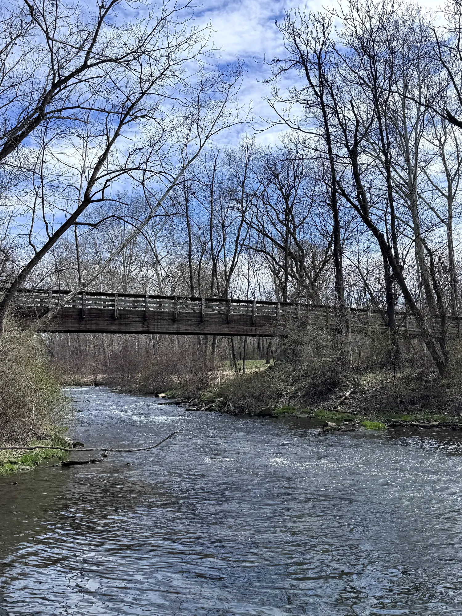 Pedestrian bridge over Quittapahilla Creek at Quittie Creek Nature Park in Annville