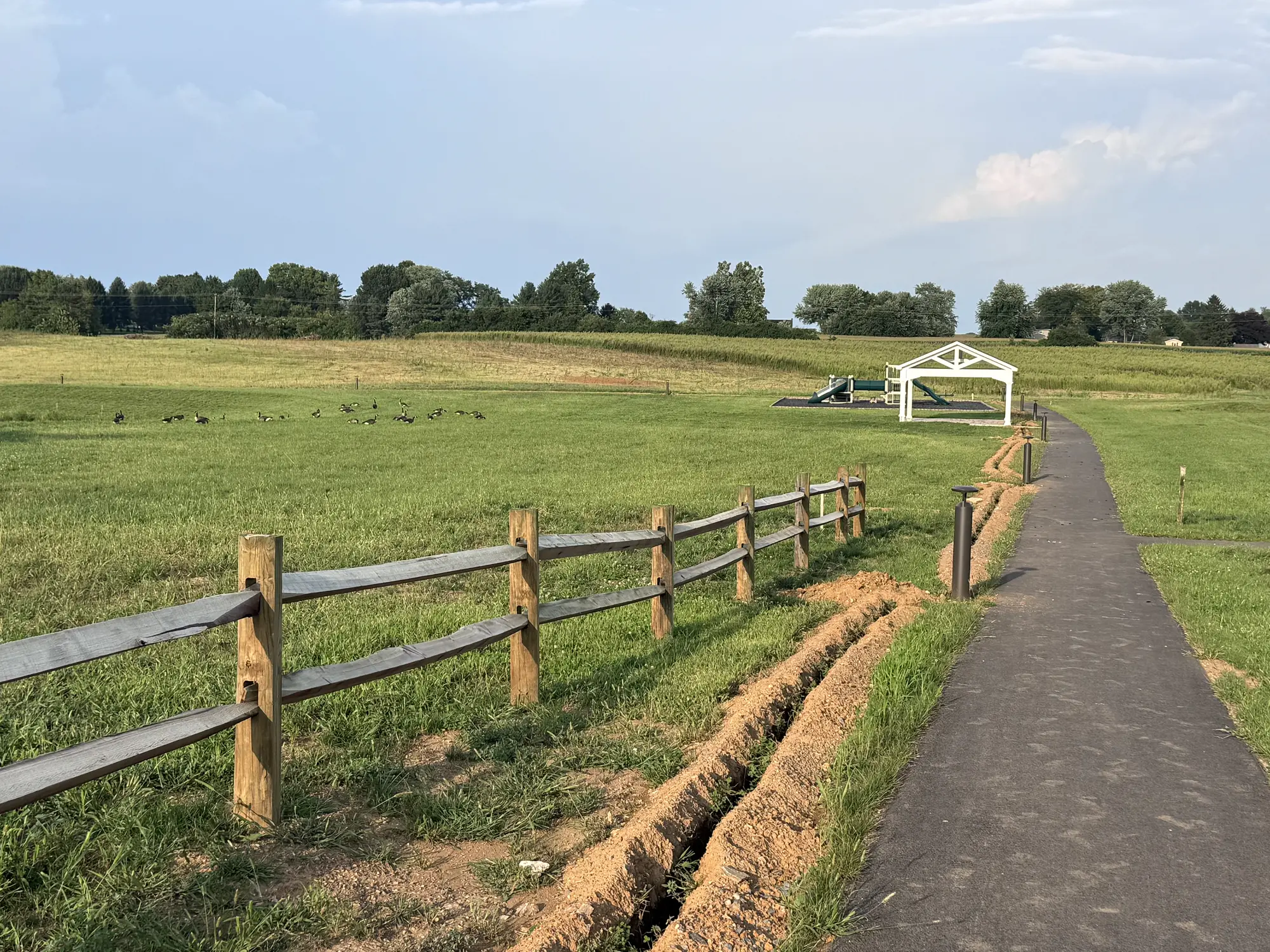 Walking path and open space at Southgate in Annville, Pennsylvania